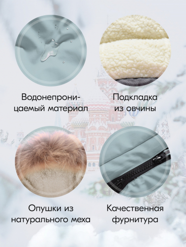 Куртка парка зимняя подростковая для девочки с капюшоном и мехом бирюзового цвета 9446Br