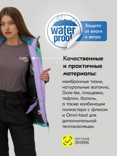 Горнолыжный костюм женский зимний бирюзового цвета 001_1Br
