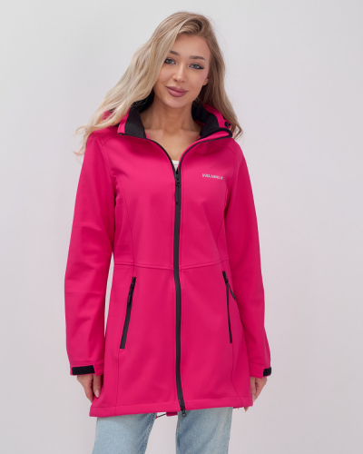 Парка спортивная женская с капюшоном softshell розового цвета 9568R