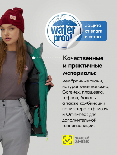Горнолыжный костюм женский зимний бирюзового цвета 0709_1Br