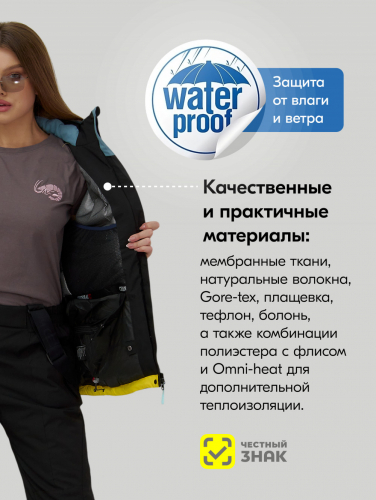 Горнолыжный костюм женский зимний желтого цвета 0027J