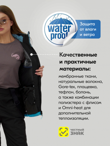 Горнолыжный костюм женский зимний синего цвета 0027S