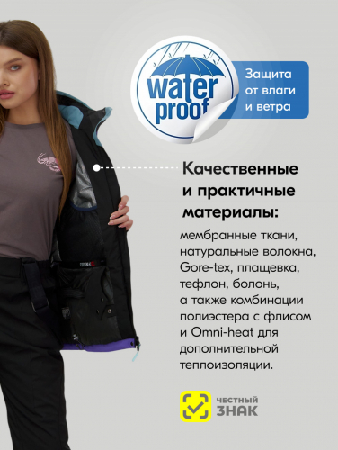 Горнолыжный костюм женский зимний фиолетового цвета 0027F