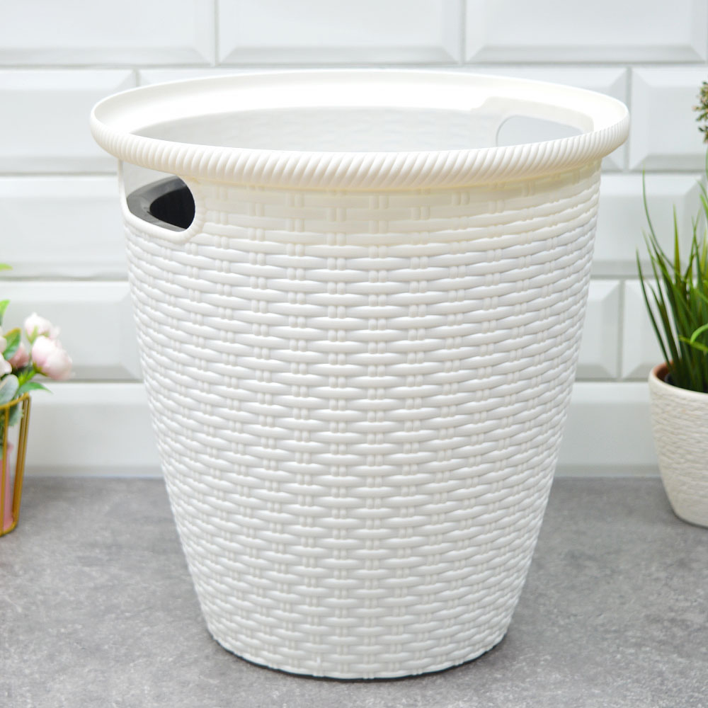 Кашпо Rattan 20л d328мм с внутренним горшком 11л, белоснежный жасмин