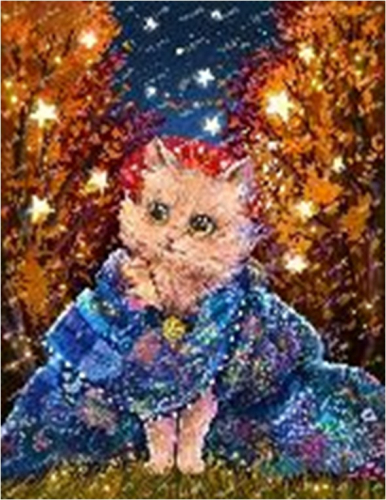 Алмазная мозаика картина стразами Котик со звёздами, 40х50 см