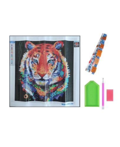 Алмазная мозаика картина стразами Тигр, 30х30 см