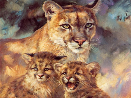 Алмазная мозаика картина стразами Кошачье семейство, 30х40 см