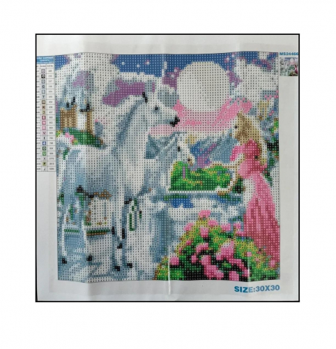 Алмазная мозаика картина стразами Девушка с единорогами, 30х30 см