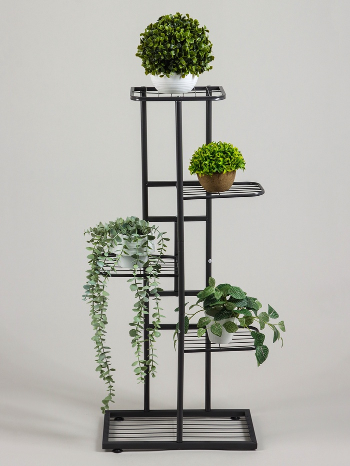 Подставка для цветов Greengo, 5 полок, 44×22×95 см, напольная, металл, тёмно-серая
