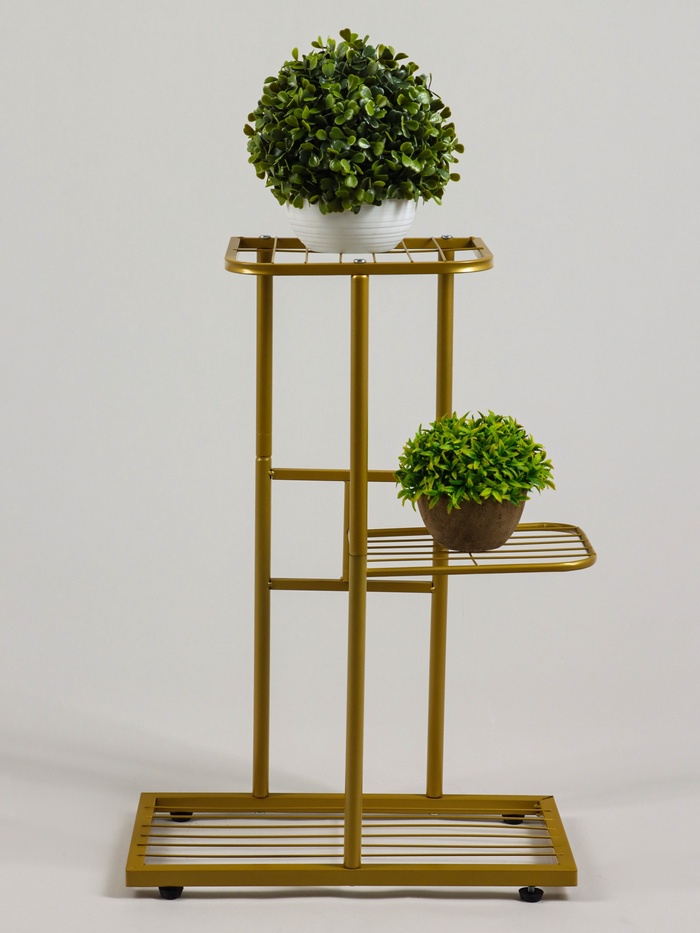 Подставка для цветов Greengo, 3 полки, 43×22×57 см, напольная, металл, цвет золотой