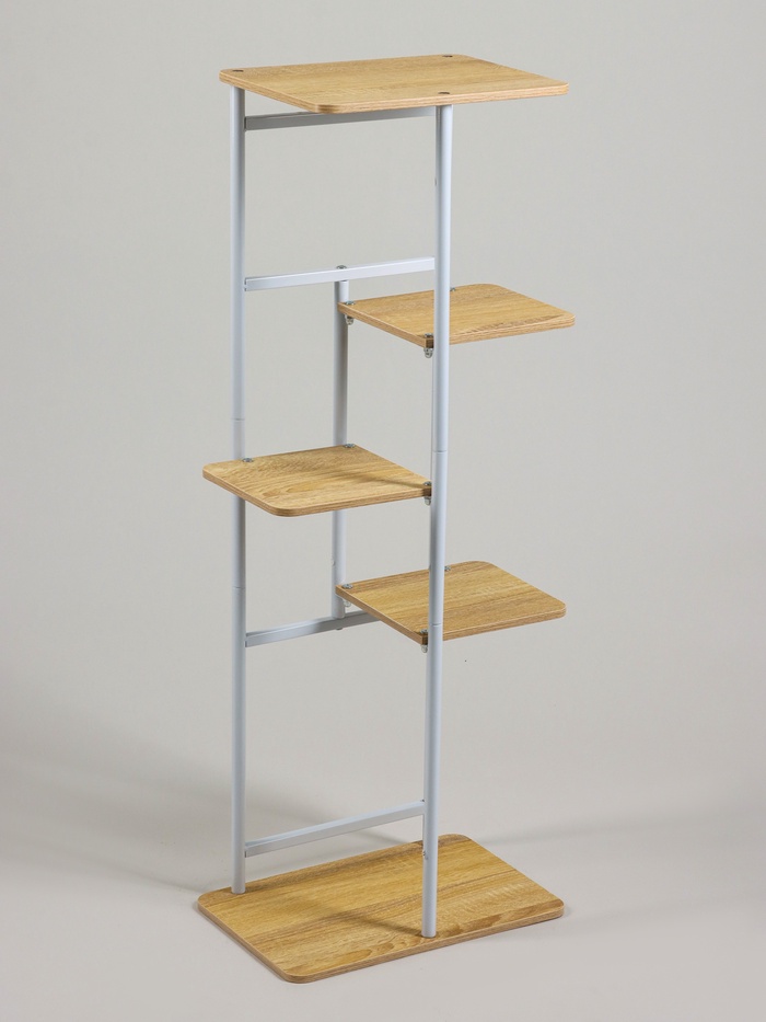 Подставка для цветов Greengo, 5 полок, 36×23×94 см, напольная, каркас металл, полки МДФ, белая