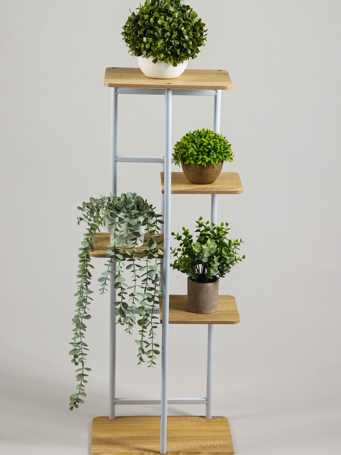 Подставка для цветов Greengo, 5 полок, 36×23×94 см, напольная, каркас металл, полки МДФ, белая