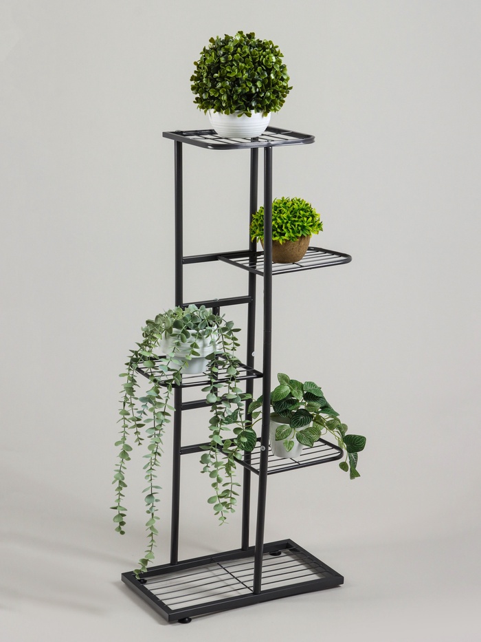 Подставка для цветов Greengo, 5 полок, 44×22×95 см, напольная, металл, тёмно-серая