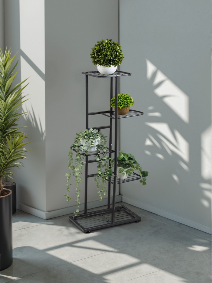 Подставка для цветов Greengo, 5 полок, 44×22×95 см, напольная, металл, тёмно-серая