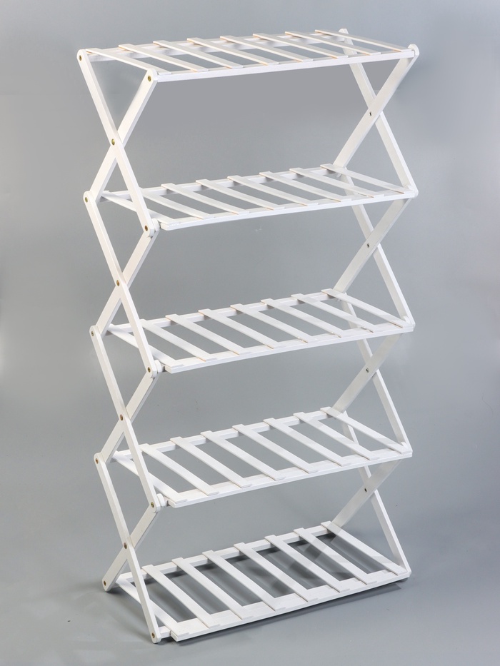 Подставка для цветов Greengo, 5 полок, 50×25×89 см, напольная, бамбук, белая
