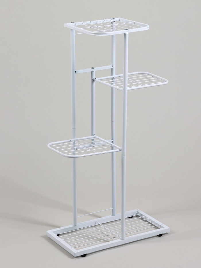 Подставка для цветов Greengo, 4 полки, 43×22×82 см, напольная, металл, белая