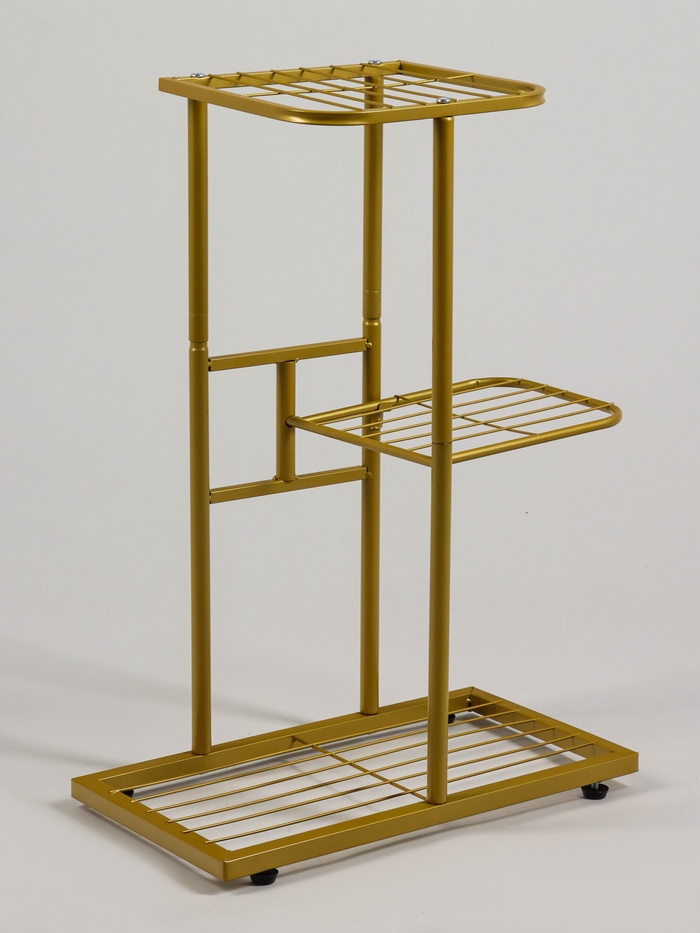 Подставка для цветов Greengo, 3 полки, 43×22×57 см, напольная, металл, цвет золотой