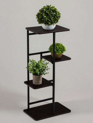 Подставка для цветов Greengo, 4 полки, 36×23×74 см, напольная, каркас металл, полки МДФ, чёрная