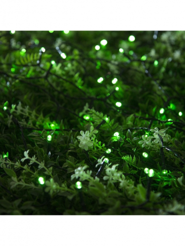 Гирлянда «Нить», 10 м, уличная, IP44, 100 LED, 2 режима, солнечная батарея, тёмная нить, свечение зелёное