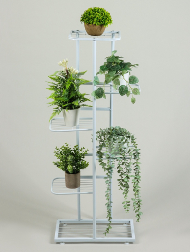 Подставка для цветов Greengo, 6 полок, 44×22×105 см, напольная, металл, белая