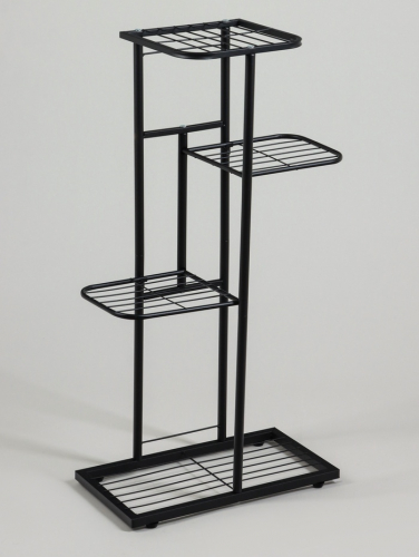 Подставка для цветов Greengo, 4 полки, 43×22×82 см, напольная, металл, чёрная