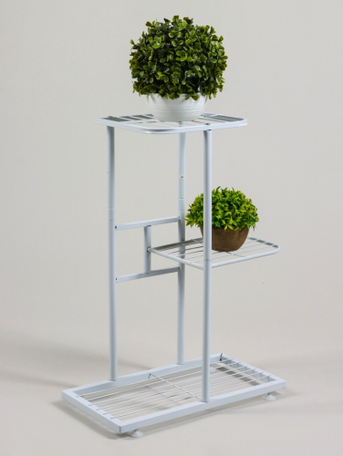 Подставка для цветов Greengo, 3 полки, 43×22×57 см, напольная, металл, белая