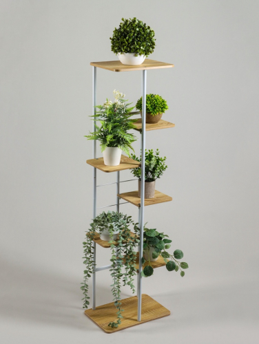 Подставка для цветов Greengo, 7 полок, 36×23×120 см, напольная, каркас металл, полки МДФ, белая