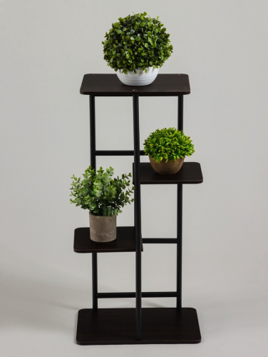 Подставка для цветов Greengo, 4 полки, 36×23×74 см, напольная, каркас металл, полки МДФ, чёрная