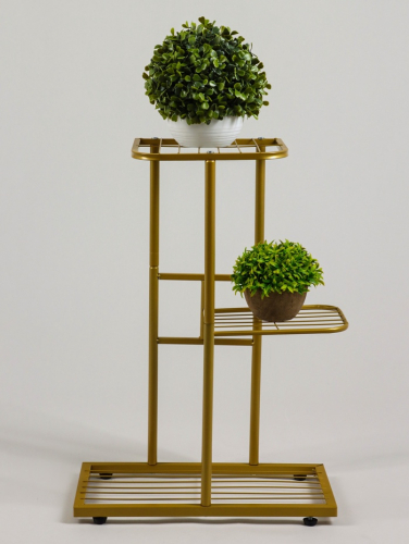 Подставка для цветов Greengo, 3 полки, 43×22×57 см, напольная, металл, цвет золотой