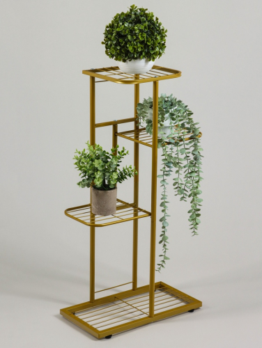 Подставка для цветов Greengo, 4 полки, 43×22×82 см, напольная, металл, цвет золотой