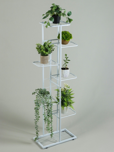 Подставка для цветов Greengo, 7 полок, 43×22×126 см, напольная, металл, белая
