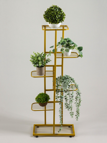 Подставка для цветов Greengo, 6 полок, 44×22×105 см, напольная, металл, цвет золотой