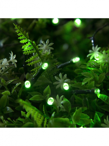 Гирлянда «Нить», 10 м, уличная, IP44, 100 LED, 2 режима, солнечная батарея, тёмная нить, свечение зелёное