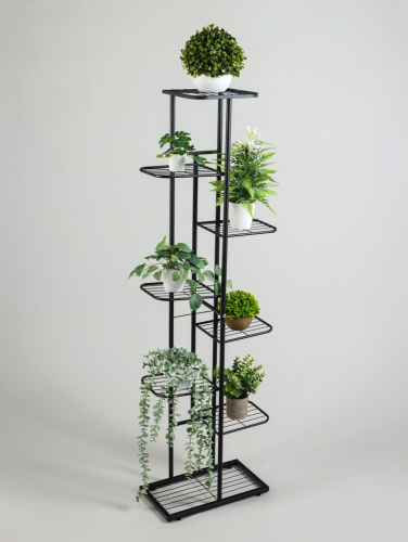 Подставка для цветов Greengo, 8 полок, 43×22×141 см, напольная, металл, чёрная