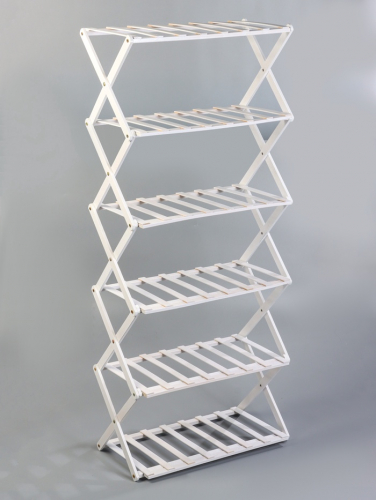 Подставка для цветов Greengo, 6 полок, 50×25×110 см, напольная, бамбук, белая
