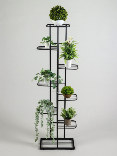 Подставка для цветов Greengo, 8 полок, 43×22×141 см, напольная, металл, чёрная