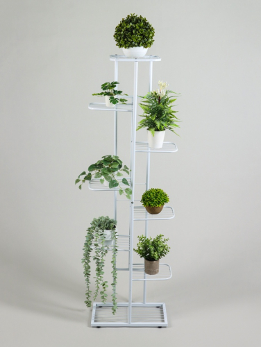 Подставка для цветов Greengo, 8 полок, 43×22×141 см, напольная, металл, белая