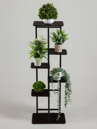 Подставка для цветов Greengo, 6 полок, 36×23×106 см, напольная, каркас металл, полки МДФ, чёрная