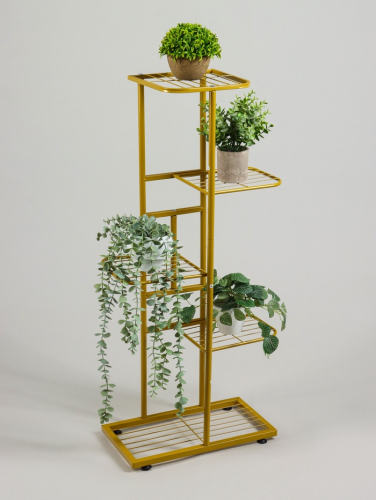 Подставка для цветов Greengo, 5 полок, 44×22×95 см, напольная, металл, цвет золотой