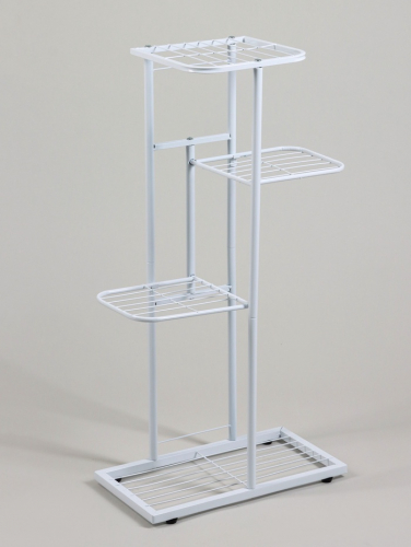 Подставка для цветов Greengo, 4 полки, 43×22×82 см, напольная, металл, белая