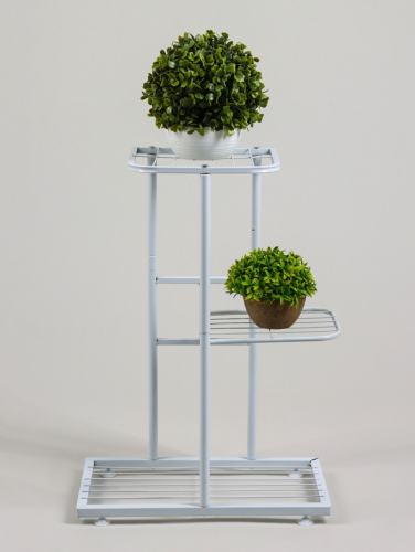 Подставка для цветов Greengo, 3 полки, 43×22×57 см, напольная, металл, белая