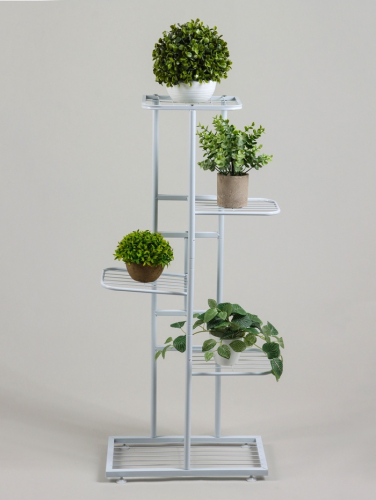 Подставка для цветов Greengo, 5 полок, 44×22×95 см, напольная, металл, белая