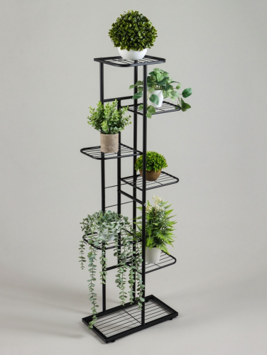 Подставка для цветов Greengo, 7 полок, 43×22×126 см, напольная, металл, чёрная