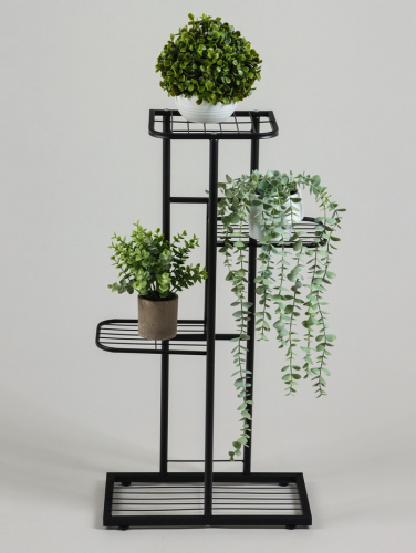 Подставка для цветов Greengo, 4 полки, 43×22×82 см, напольная, металл, чёрная