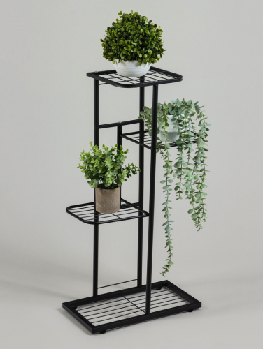 Подставка для цветов Greengo, 4 полки, 43×22×82 см, напольная, металл, чёрная