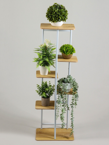 Подставка для цветов Greengo, 6 полок, 36×23×106 см, напольная, каркас металл, полки МДФ, белая