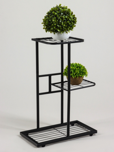 Подставка для цветов Greengo, 3 полки, 43×22×57 см, напольная, металл, чёрная