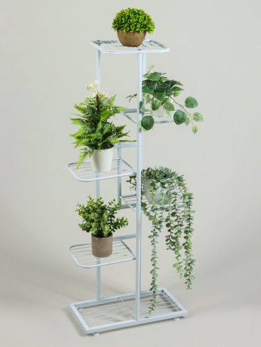 Подставка для цветов Greengo, 6 полок, 44×22×105 см, напольная, металл, белая