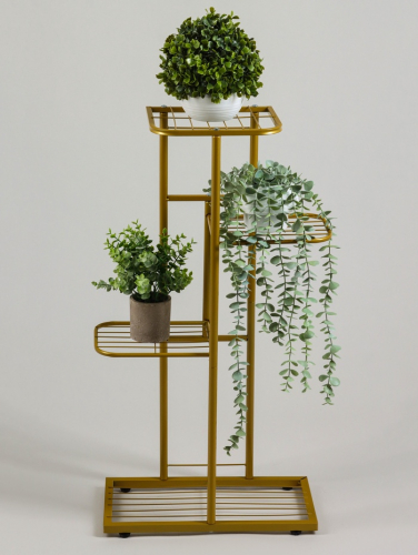 Подставка для цветов Greengo, 4 полки, 43×22×82 см, напольная, металл, цвет золотой