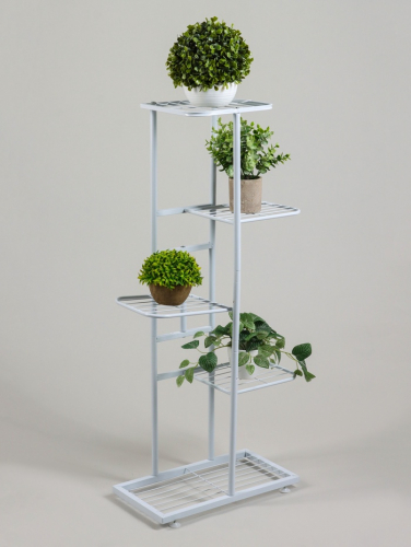 Подставка для цветов Greengo, 5 полок, 44×22×95 см, напольная, металл, белая
